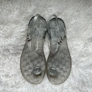 Silver Glitter Jelly Sandals size 34